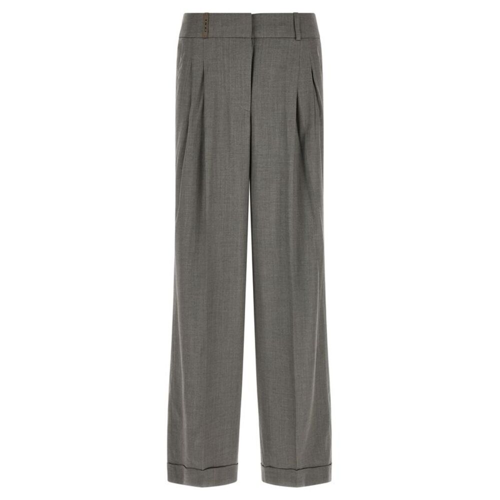 Peserico Gray Virgin Wool Casual Women's Pants